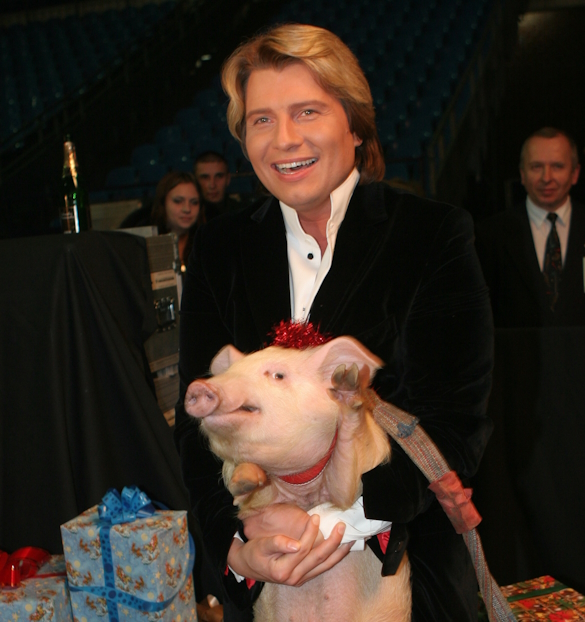 Николай Басков и свинья. Фото: Olga Loskutova/Russian Look/www.globallookpress.com