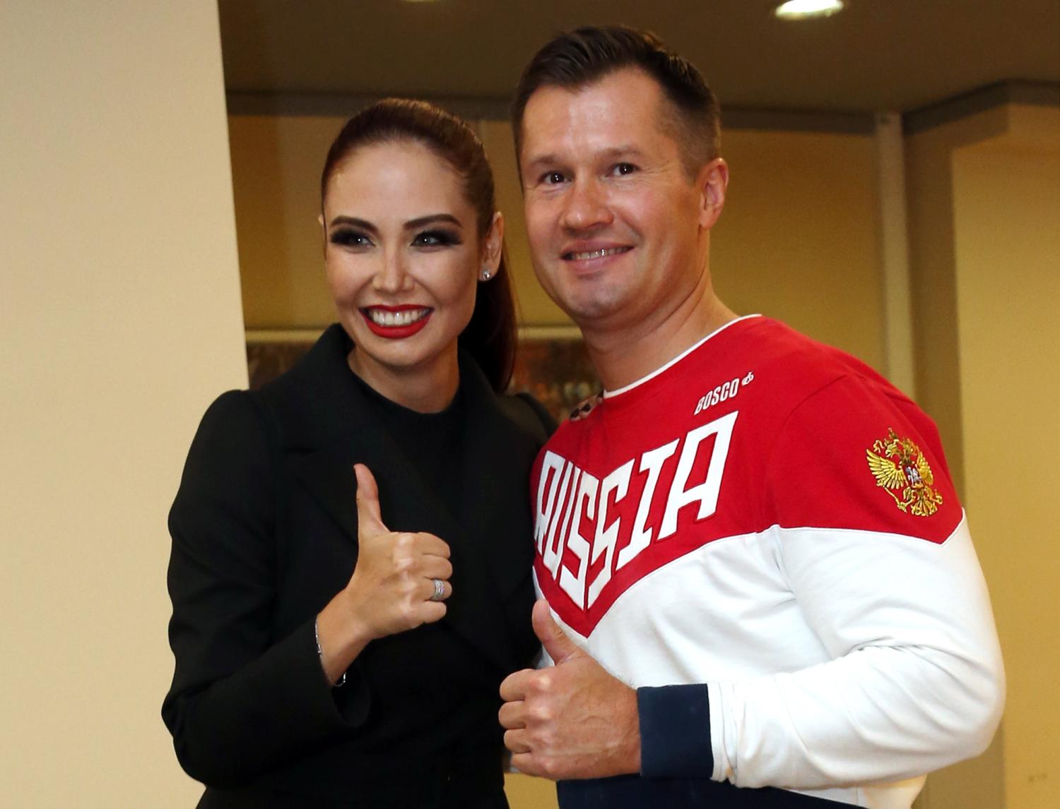 Телеведущая, гимнастка Ляйсан Утяшева и четырехкратный олимпийский чемпион по спортивной гимнастике Алексей Немов.