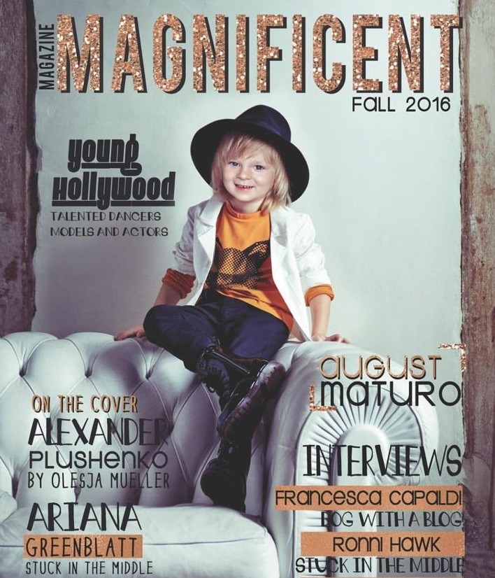 Трехлетний сын Евгения Плющенко и Яны Рудковской Александр, больше известный как Гном Гномыч, появился на обложке американского журнала мод Magnificent Magazine.