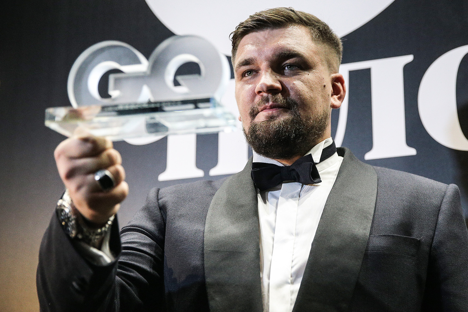 Рэп-исполнитель Баста (Василий Вакуленко), получивший приз в номинации "Музыкант года", на церемонии вручения премии "Человек года" по версии журнала GQ в "Барвиха Luxury Village".