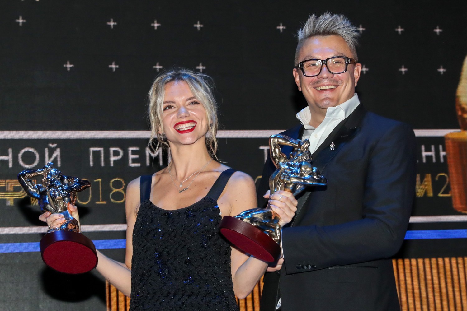 Телеведущая Валерия Дергилева и президент телехолдинга "ПрофМедиа ТВ", генеральный директор телеканала "Пятница!" Николай Картозия.