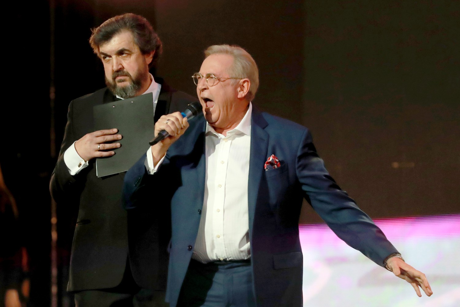 Ректор Школы-студии МХАТ Игорь Золотовицкий и актер Юрий Стоянов.