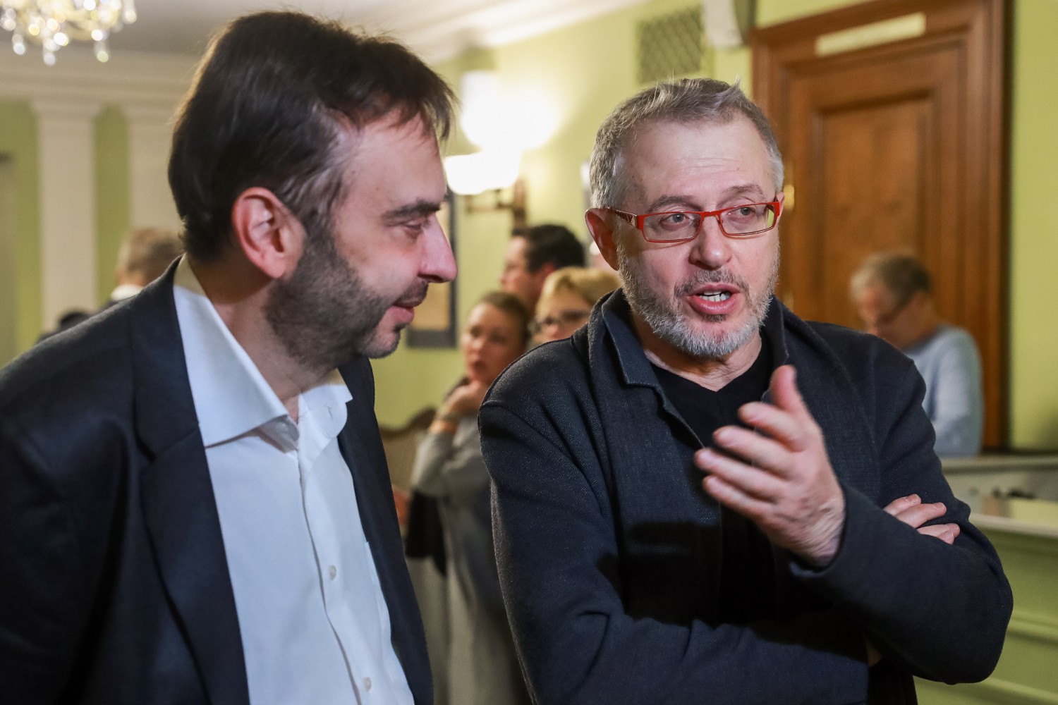 Художественный руководитель Московского музыкального театра "Геликон-опера" Дмитрий Бертман и главный режиссер, художественный руководитель Московского академического музыкального театра им. К. С. Станиславского и Вл. И. Немировича-Данченко Александр Титель.