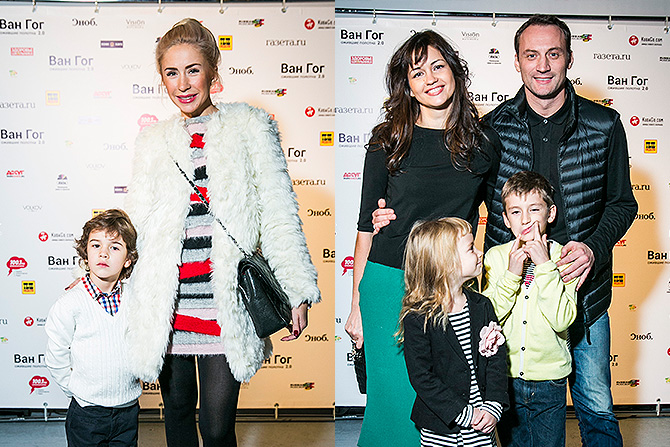Приобщаться к искусству звезды решили вместе с детьми, в частности, сына привела фигуристка Анастасия Гребенкина, а актер Анатолий Белый взял на выставку всю свою семью