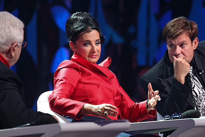 Главный тренер сборной России по художественной гимнастике, глава Всероссийской федерации по художественной гимнастике Ирина Винер-Усманова и актер Ефим Шифрин (слева направо)