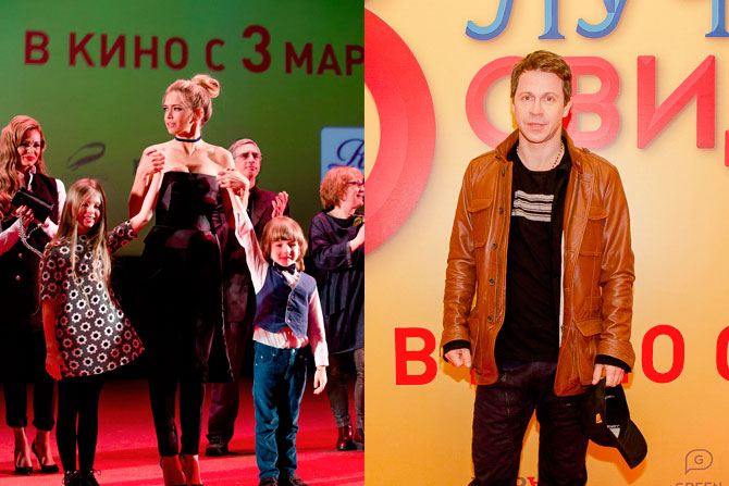 Вера Брежнева с юными актерами фильма и Павел Деревянко